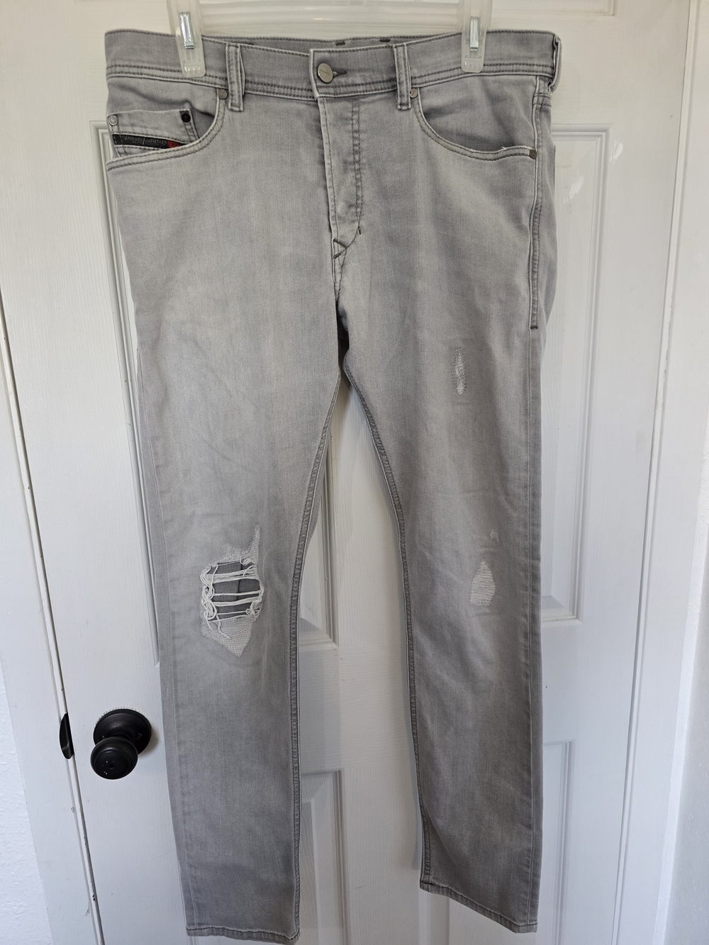 Diesel Light Gray Slim Distressed Jeans
